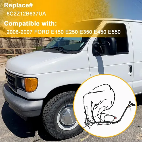 Vista 5 de Arnés de cables del motor principal diésel compatible con Ford E150 E250 E350 E450 E550 2006-2007 Reemplazo # 6C2Z12B637UA