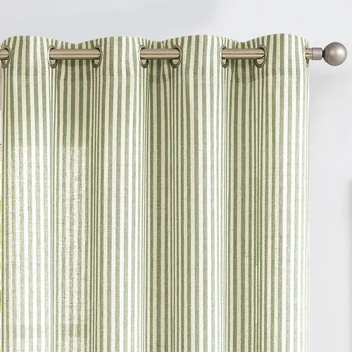 Vista 36 de Cortinas de cocina estilo granja a rayas Vangao de 24 pulgadas de largo, cortinas de lino para café, cortinas de nivel con rayas, cortinas Boxter