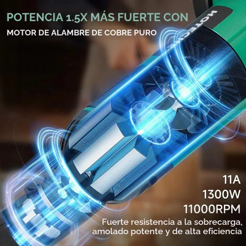 Vista 5 de Hoteche Amoladora angular de 5 pulgadas, amoladora eléctrica de velocidad variable de 11 amperios, con cable, para metal, compatible con discos