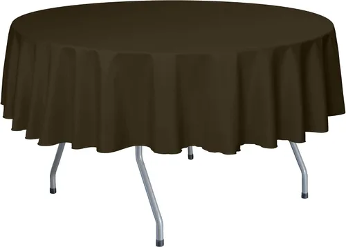 Vista 33 de Ultimate Textile Mantel redondo de lino de poliéster de 60 pulgadas, se adapta a mesas de menos de 60 pulgadas de diámetro, naranja neón