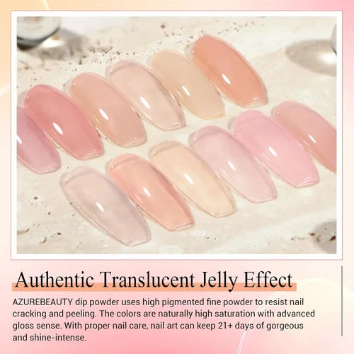 Vista 2 de AZUREBEAUTY - Juego de 6 polvos de inmersión translúcidos color rosa nude transparente Rosado jalea