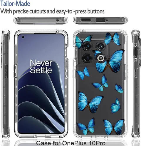 Vista 5 de Funda para OnePlus 10 Pro NE2210 con protector de pantalla de vidrio templado, suave 360 cuerpo completo, a prueba de golpes, híbrida, transparente