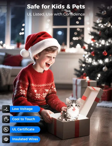 Vista 7 de Luces LED de Navidad para Exteriores, 295 Pies 900 Luces LED para Árbol de Navidad y Cerca con Control Remoto - 8 Modos de Iluminación y 3