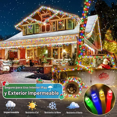 Vista 6 de Tira de luces de Navidad para exteriores, 403 pies con 1000 luces LED, 8 modos y función de temporizador con memoria, luces de hada centelleantes