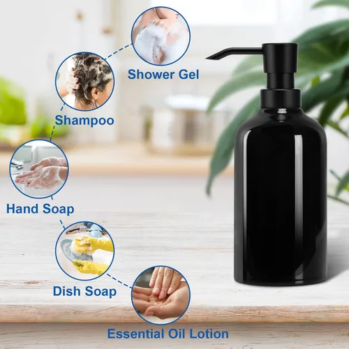 Vista 6 de Baño negro de cerámica del dispensador del jabón, dispensador del jabón de la mano 16.9oz para la cocina, hotel