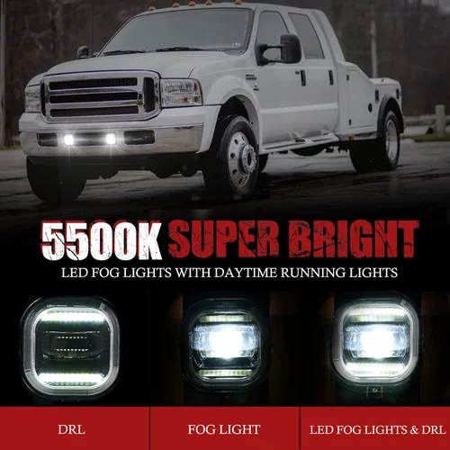 Vista 3 de BUNKER INDUST Luz antiniebla LED con luces de circulación diurna para Ford F250 F350 F450 F550 SUPER DUTY 2005 2006 2007, kit de montaje de faro
