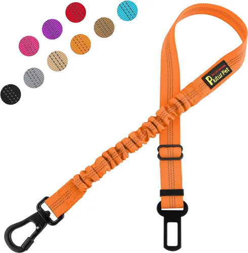 Vista 9 de Plutus Pet Cinturón de seguridad para perro para el coche, arnés de coche ajustable para perros con clip de mosquetón, cinturón de seguridad Beige