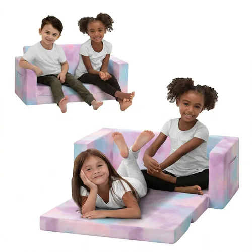 Vista 14 de Delta Children Cozee - Sofá 2 en 1 extra ancho convertible a tumbona, cómodo sofá abatible para niños, camuflaje azul