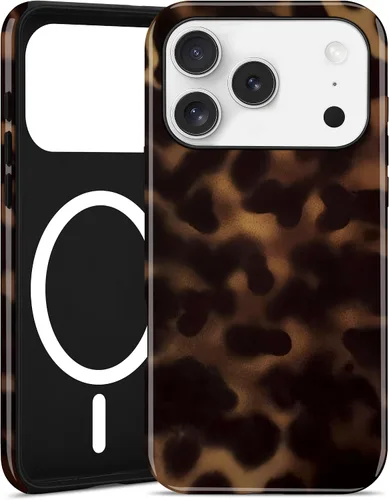 Vista 122 de Jusy Compatible con MagSafe Brown Tortoise Shell Print Phone Case para iPhone 7/8/SE, funda protectora magnética de lujo de TPU suave