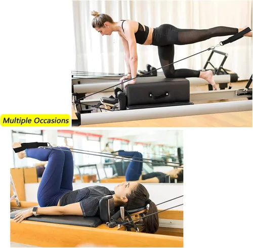 Vista 5 de LOOEEL 2 correas de doble bucle para pilates, correas de equipo de fitness, correas de doble acolchado para pilates en D, correas de doble bucle