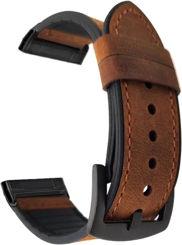 Vista 7 de Abanen Correa de reloj para Fitbit Versa 4/Sense 2, correa híbrida de silicona de cuero genuino con cierre de acero inoxidable para Fitbit Sense 2