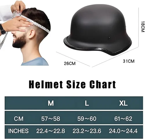 Vista 6 de Casco de motocicleta de estilo alemán, casco de motocicleta aprobado por DOT, para adultos, hombres y mujeres, casco de media carcasa de cara