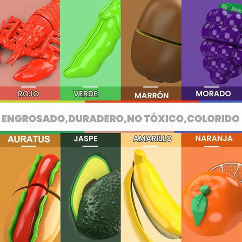 Vista 5 de Juego de comida de corte de 94 piezas para cocina infantil, juego