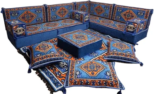 Vista 49 de arabicsofa Juego de asientos Jalsa en forma de L – Majlis árabe hecho a mano con almohadas de respaldo