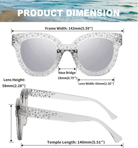 Vista 4 de FEISEDY B4068 - Lentes de sol vintage con diamantes de imitación y estrella de ojo de gato
