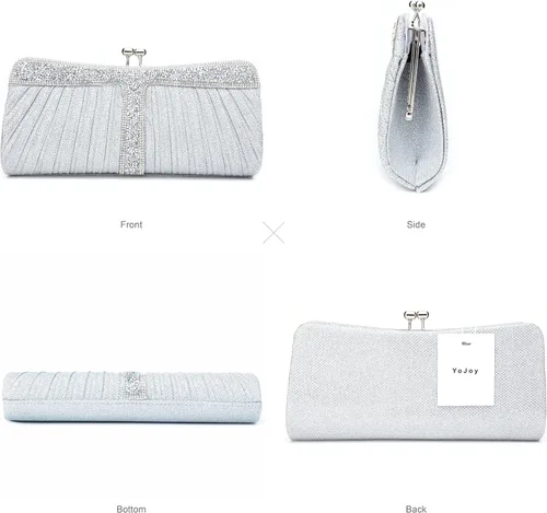 Vista 5 de Monederos de mano con diamantes de imitación para mujer, bolsos y bolsos formales de boda, fiesta, graduación, bolsas de dinero