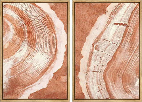 Vista 61 de SIGNWIN Lienzo enmarcado para pared, ilustraciones abstractas texturizadas en tonos beige terrosos, arte moderno, decorativo, contemporáneo
