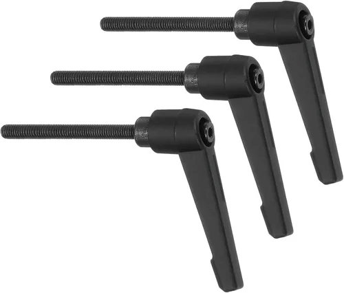 Vista 14 de uxcell 3 perillas ajustables M5 x 0.472 in, rosca macho, botón de trinquete, cierre rápido, perno giratorio para maquinaria de torno, color negro