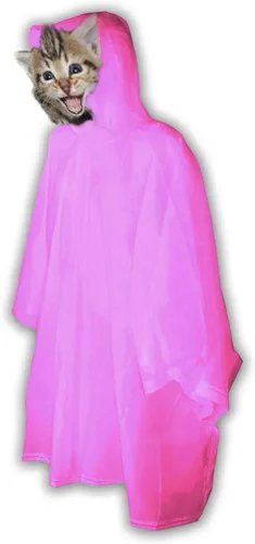 Vista 2 de Poncho para gato de Pussy Poncho de lluvia rosa Divertido oreja de emergencia para amigos Talla única para la mayoría de adultos, género neutro