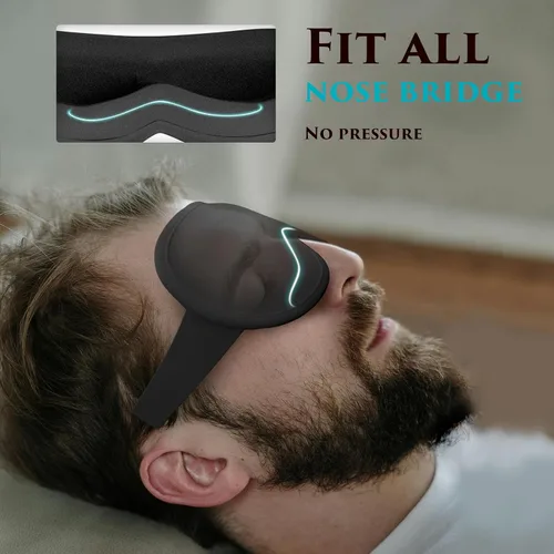Vista 4 de Máscara de Ojos con Peso para Dormir - Máscaras de Ojos para Dormir con Correa Ajustable, Cubiertas de Ojos para Extensiones de Pestañas