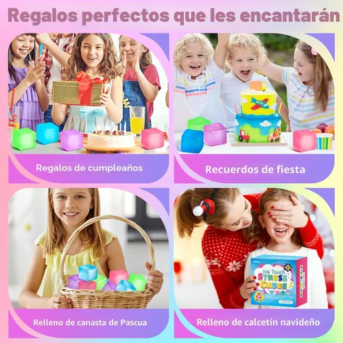 Vista 7 de Paquete de 4 Cubos Antiestrés, Pelotas Antiestrés con Forma de Cubo de Hielo de Elevación Lenta para Adultos y Niños, Juguete Sensorial Fidget