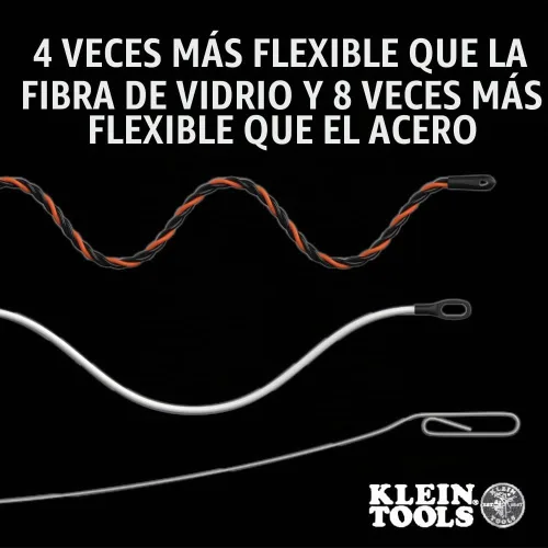 Vista 4 de Klein Tools 50375 Cinta de pescado de 75 pies, poliéster Hi-Flex, solución de tracción de cable eléctrico para flexibilidad y resistencia