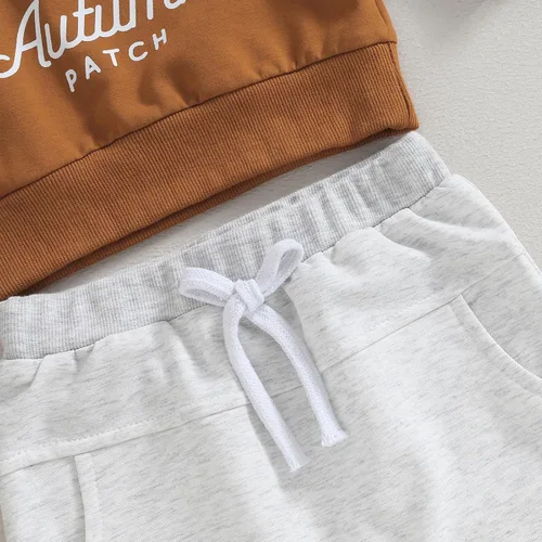 Vista 7 de Trajes de Halloween para bebés y niños, camisas de manga larga, sudadera de calabaza y pantalones deportivos, conjunto de ropa para niños pequeños