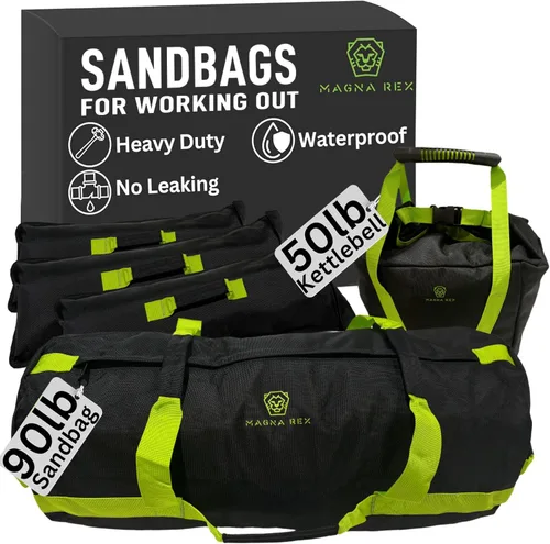 Vista 9 de Sandbags for Working Out - 50 to 90 lbs - Adjustable Heavy Duty Equipment for Weight Training - 1 Outer, 3 Inner Sandbags - Portable Tough Workout
