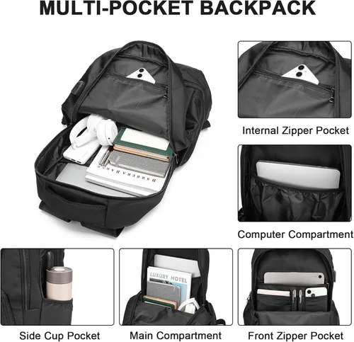 Vista 3 de seyfocnia Mochila de gimnasio para hombres, bolsa de gimnasio con compartimento para zapatos, mochila ligera para viajes, entrenamiento, deportes