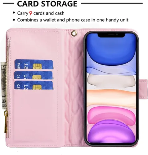 Vista 4 de Asuwish Funda de teléfono para iPhone 11 6.1 con protector de pantalla de vidrio templado y tarjetero de cuero con tapa para tarjetas de crédito