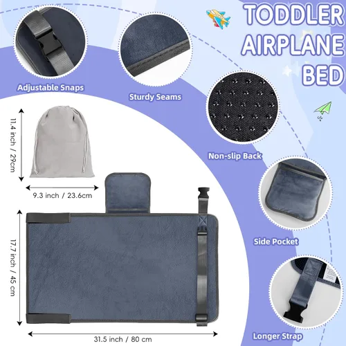 Vista 4 de GoCozy - Cama de avión para niños pequeños, artículos esenciales de viaje para niños, artículos esenciales de viaje en avión suaves con libro