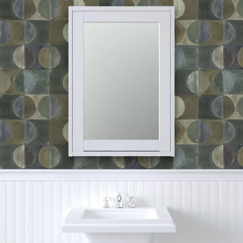 Vista 9 de Muestras de papel tapiz para despegar y pegar, azulejos de piedra, negro, marrón, verde, círculo, 70S, luna, neutro, papel tapiz extraíble por