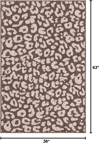 Vista 2 de Unique Loom Outdoor Safari Collection - Alfombra para exterior, diseño de leopardo (3 x 5 pies 3 pulgadas, Rectángulo, Marrón/Marrón claro)