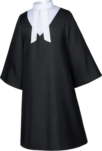 Vista 3 de Irtysh Halloween Robe Judge Lawyer Adult Kids Party Graduation Gown Costume Cosplay Wooden Gavel Wig Glasses Gloves set
