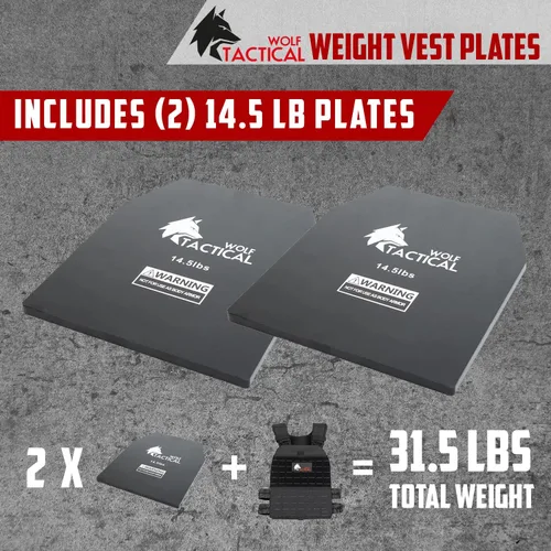 Vista 2 de WOLF TACTICAL Chaleco con peso y placas de chaleco de peso (negro, 14.5 libras)