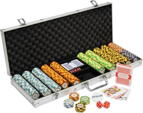 Vista 2 de Set de 500 fichas de póker Monte Carlo 3-Tone de 14 gramos con caja de aluminio de Brybelly