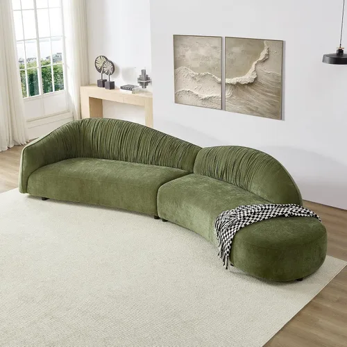 Vista 11 de Sofá Seccional Curvo de 106 pulgadas Sofá de Esponja con Chaise Lounge para Sala de Estar, Sofá Seccional Moderno en Forma de L, Sin Estructura