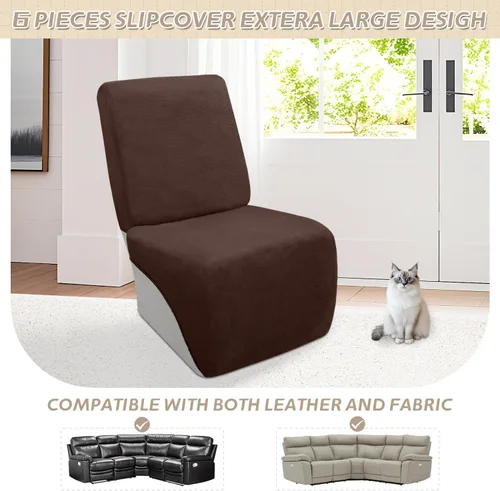 Vista 684 de Arfntevss Fundas de sofá seccional reclinable de terciopelo, Funda de sofá seccional de esquina para sofá reclinable, Funda elástica suave