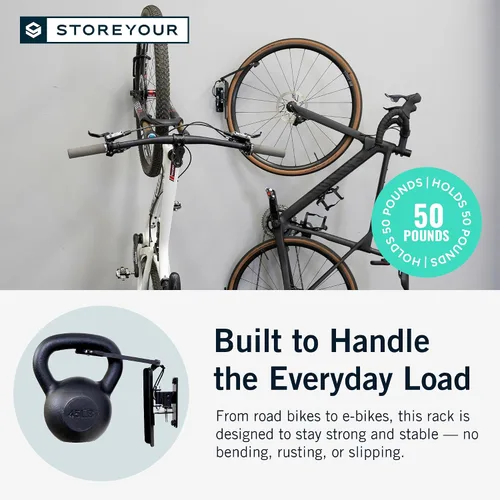 Vista 5 de StoreYourBoard Bike Hangers for Garage Garage Bike Rack Wall Mount, Vertical Bicycle Rack for Garage 124° Swivel Bike Wall Mount with Stopper