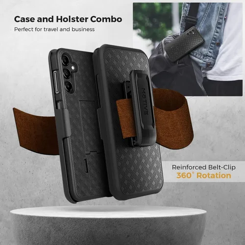 Vista 4 de MOTIVE Funda diseñada para Samsung Galaxy A14 5G con clip para cinturón, funda con clip para Samsung A14, funda protectora delgada y resistente a
