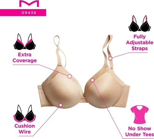 Vista 6 de Maidenform Brasier con aros Comfort Devotion para mujer, cobertura completa, convertible