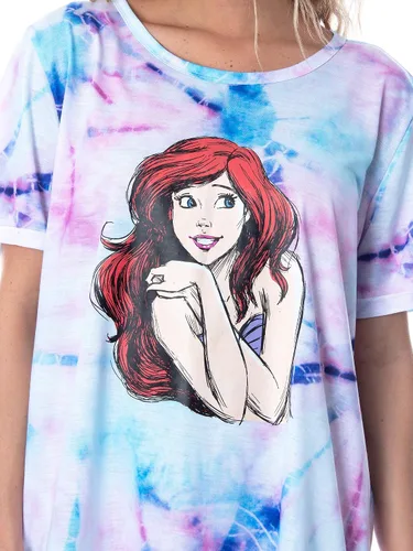 Vista 4 de Disney Princess Ariel - Camisón de dormir para mujer, diseño de sirena, teñido anudado