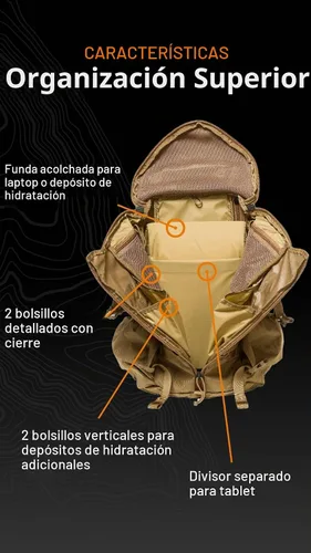 Vista 4 de Mystery Ranch Mochila de 2 días – Mochila táctica con fácil acceso y funda acolchada para computadora – Coyote, L/XL