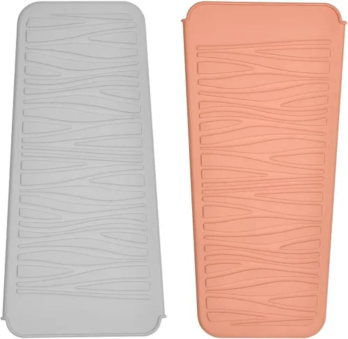 Vista 29 de Alfombrilla de silicona resistente al calor con bolsa para herramientas de peinado del cabello, 1 unidad, gris, silicona, plana, cabello seco, 11 x