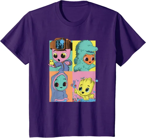 Vista 20 de Marvel I Am Groot Pop Art Costumes Box Up Camiseta, Negro