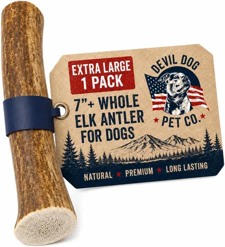 Vista 16 de Devil Dog Pet Co. Cuernos de alce divididos para perros, masticables naturales para perros con médula expuesta, larga duración y sin olor