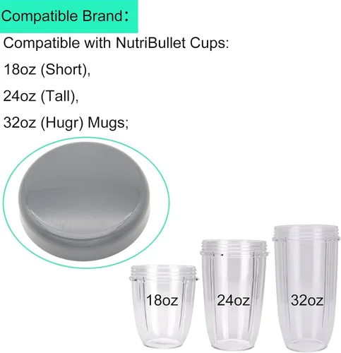Vista 3 de Paquete de 2 piezas de repuesto para tapas de tazas compatibles con Nutribullet 600 w/900 W, piezas de accesorios resellables con junta