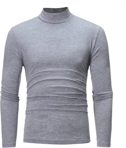 Vista 7 de Muscularfit Suéteres casuales para hombre, cuello alto, manga larga, tejido de punto grande y alto, forro polar, suéteres cálidos