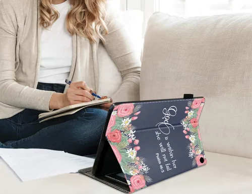 Vista 4 de Funda para tablet Kindle Fire HD 10/Fire HD 10 Plus de 10.1 pulgadas (11ª generación, lanzada en 2021) – Funda delgada de piel sintética con soporte