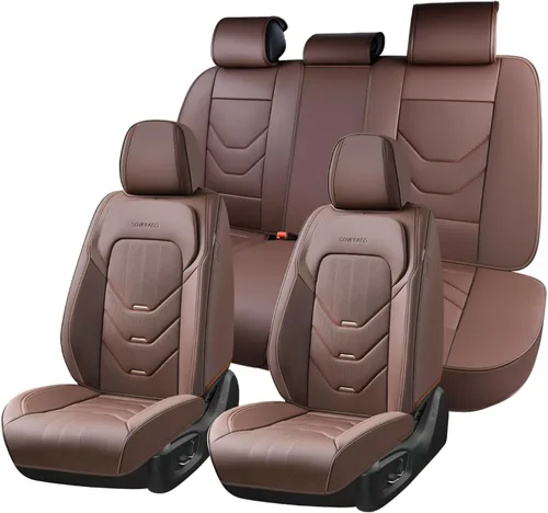 Vista 45 de Coverado Funda de asiento de automóvil, funda de asiento delantero para automóvil, protector de asiento de automóvil de cuero impermeable, fundas